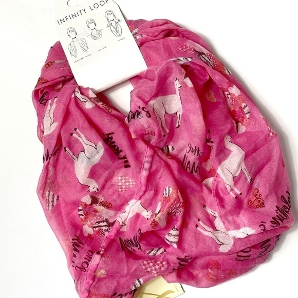 Collection 18 pink llama infinity scarf NWT - Picture 1 of 5